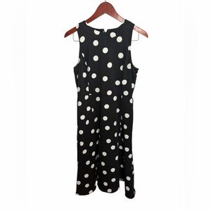 Ann Taylor Factory Black and White Polka Dot Midi Dress 8